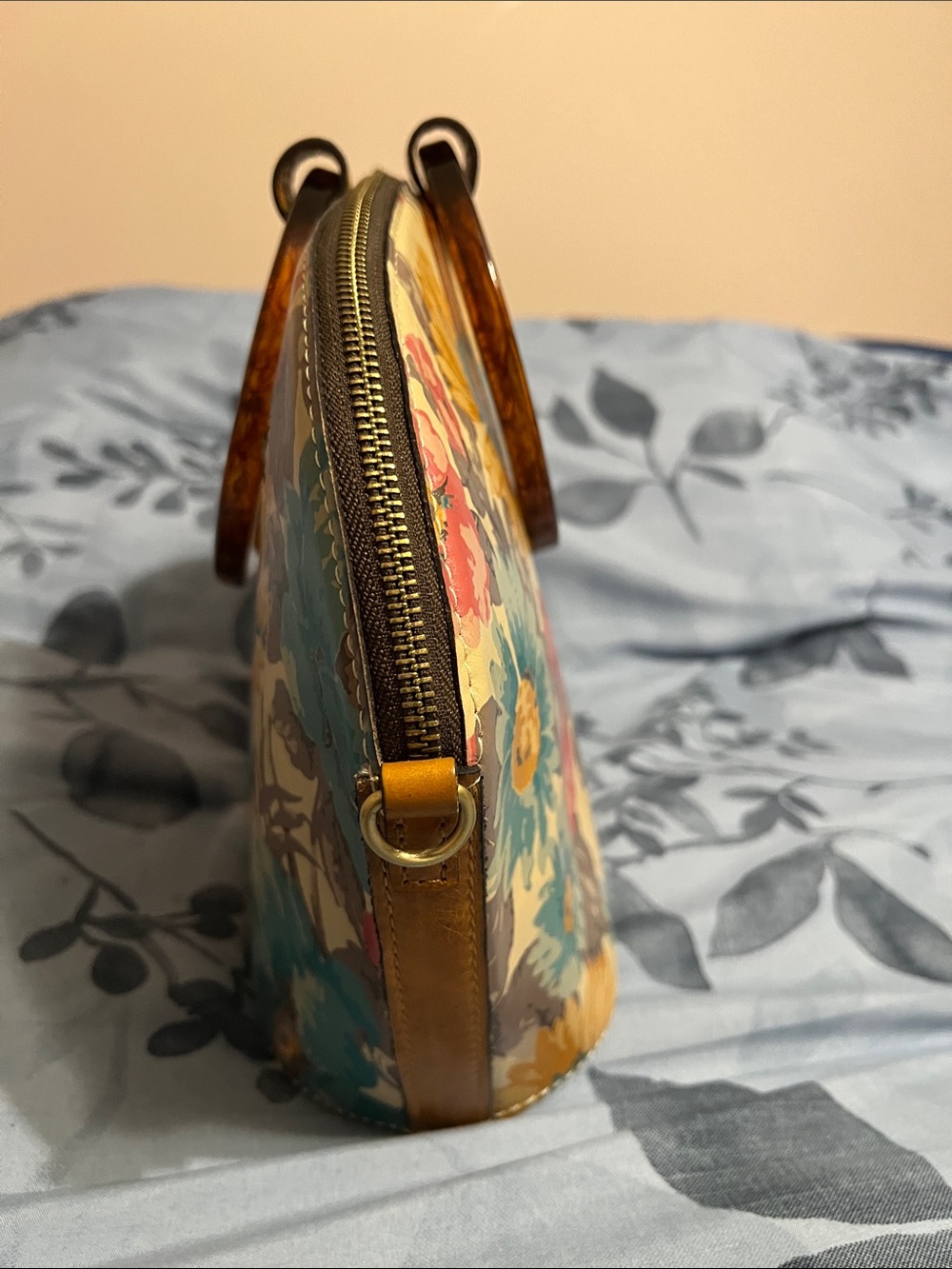 Patricia Nash Leather Floral Print Ring-Handle Satchel - Picture 3 of 7